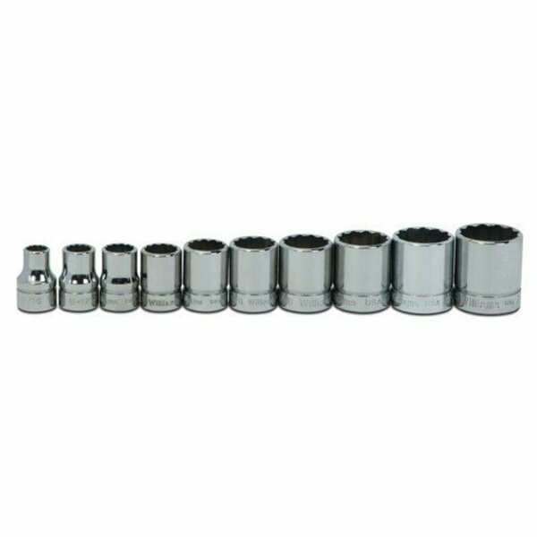 Williams Socket Set, 10 Pieces, 3/8 Inch Dr, Shallow, 3/8 Inch Size JHWWSB-10RC